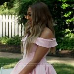 Drew’s pink off shoulder mini dress on The Real Housewives of Atlanta