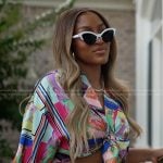 Drew’s multicolored printed top and skirt on The Real Housewives of Atlanta