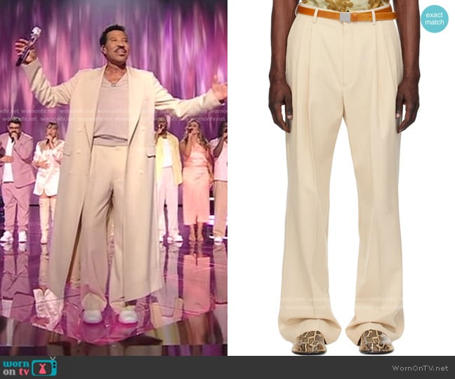 Dries van Noten Wool Straight Trousers worn by Lionel Richie on American Idol