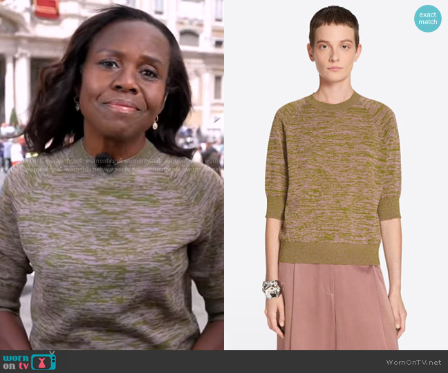 Dries Van Noten Bicolor Sweater worn by Deborah Roberts on Good Morning America