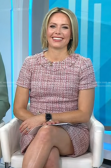 Dylan’s red short sleeve tweed dress on Today