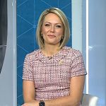 Dylan’s red short sleeve tweed dress on Today