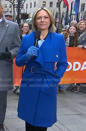 Dylan’s blue wrap coat on Today