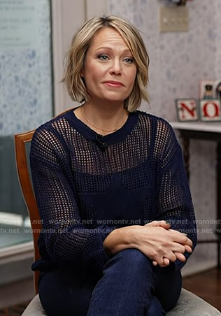 Dylan’s navy star open knit sweater on Today