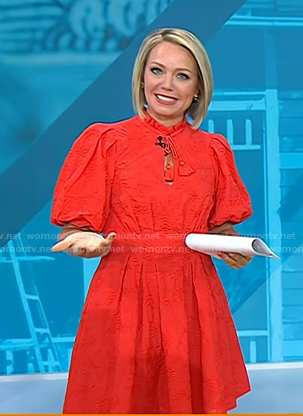 Dylan’s red puff sleeve dress on Today