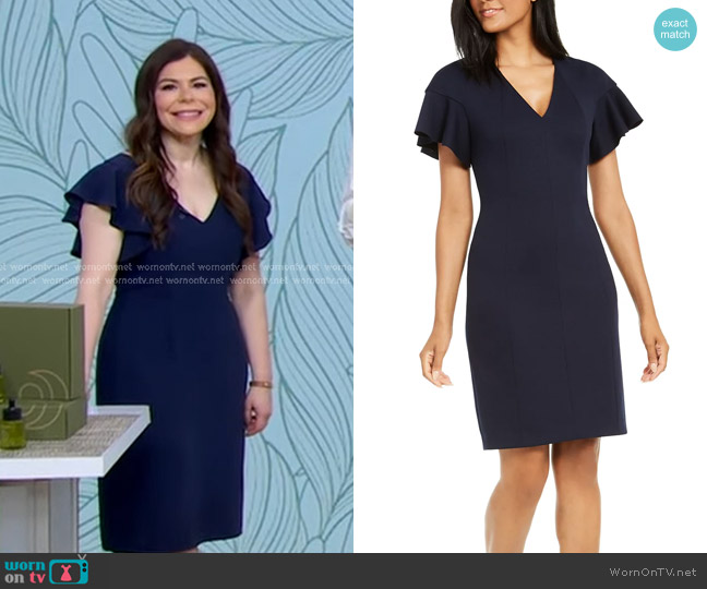 Elie Tahari Geraldine Flutter-Sleeve Dress worn by Kate Sandoval on Good Morning America