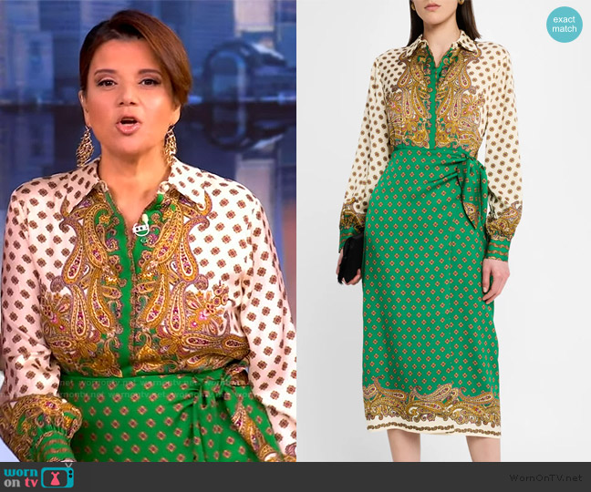 Elie Tahari Vero Jewel Paisley Wrap Midi-Dress worn by Ana Navarro on The View