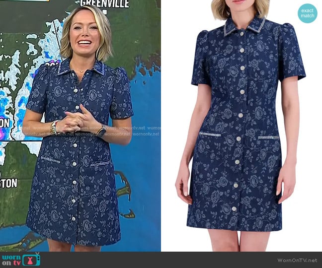 Eliza J Floral Jacquard Bead Detail Denim Shirtdress worn by Dylan Dreyer on Today