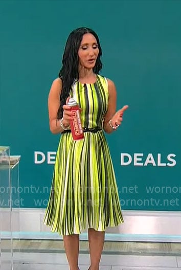 Elizabeth Werner’s green striped dress on CBS Mornings