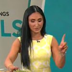 Elizabeth Werner’s yellow damask print dress on CBS Mornings