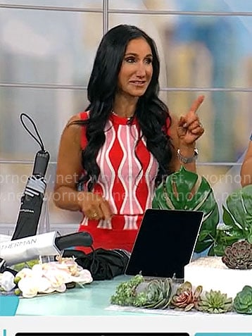 Elizabeth Werner’s red wavy top on CBS Mornings