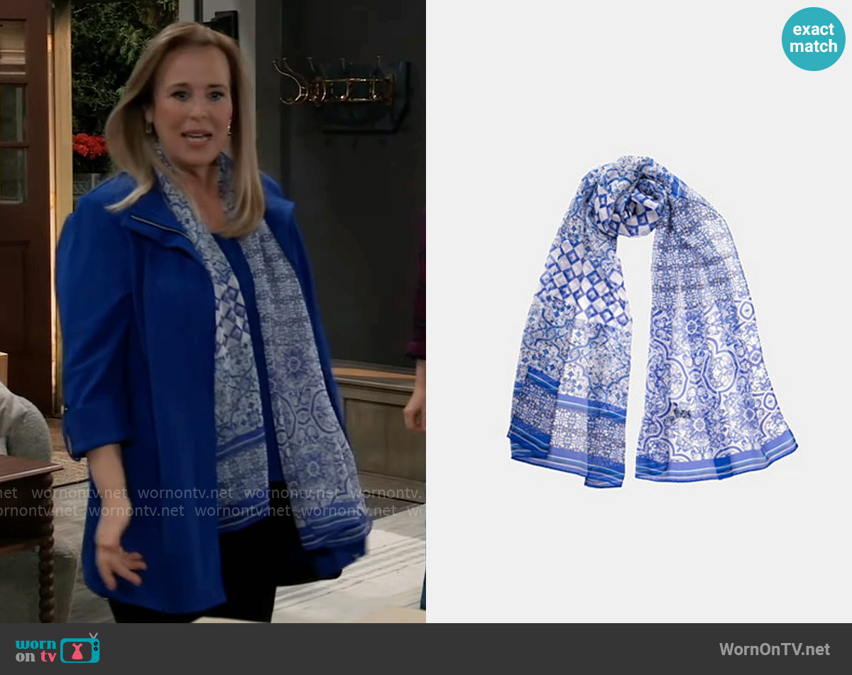 Elizabetta Miramar - Long Sheer Silk Scarf worn by Laura Collins (Genie Francis) on General Hospital