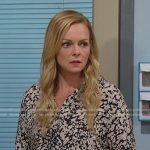 Belle’s abstract print blouse and pants on Days of our Lives