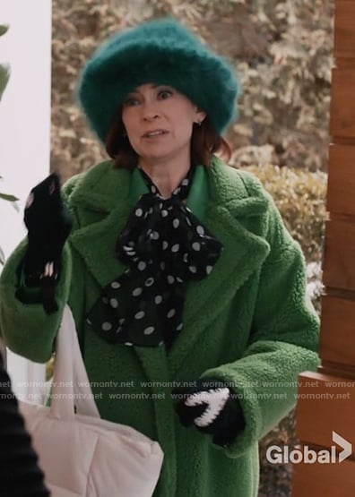 Elsbeth’s green teddy coat on Elsbeth