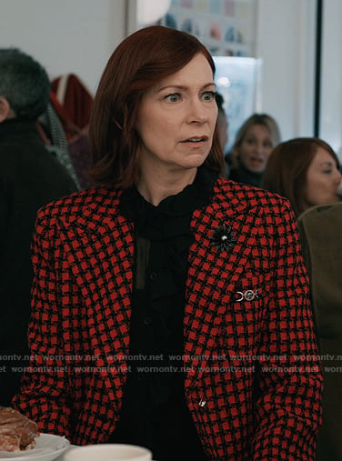 Elsbeth’s red check print blazer on Elsbeth