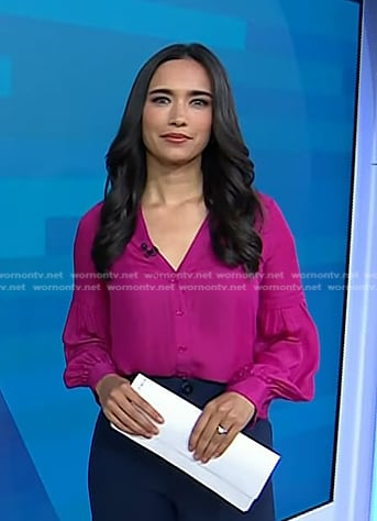 Emilie’s pink v-neck blouse on Today