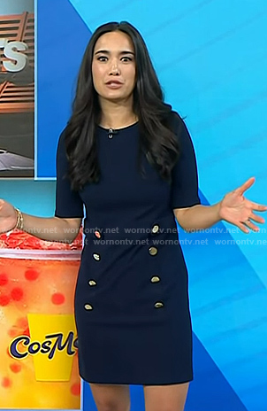 Emilie’s navy button detail dress on Today