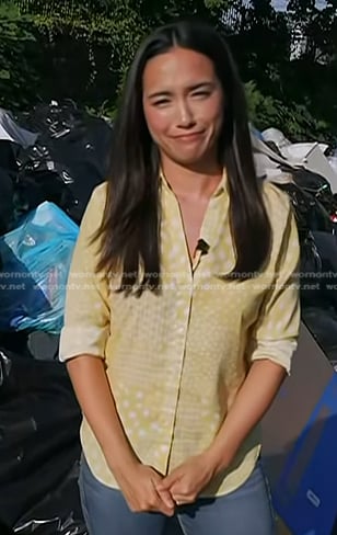 Emilie’s yellow print button down shirt on Today