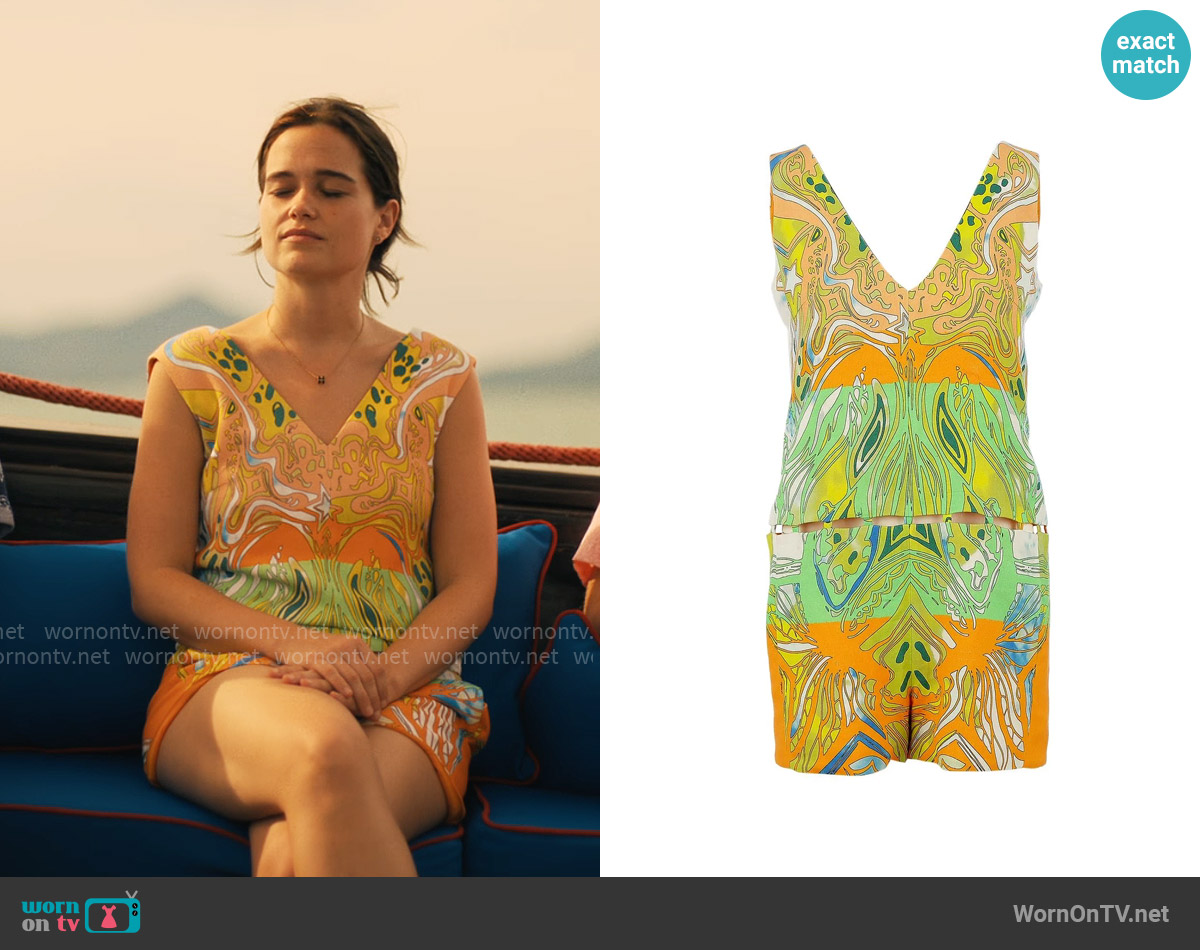 Emilio Pucci Cutout Star Playsuit worn by Piper Ratliff (Sarah Catherine Hook) on The White Lotus