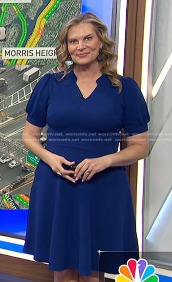 Emily’s blue short puff sleeve dress on Today