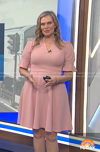 Emily’s pink v-neck flare mini dress on Today