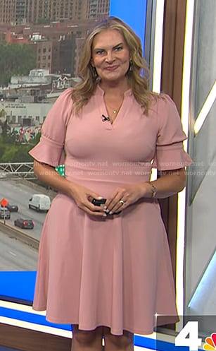 Emily’s pink v-neck flare mini dress on Today