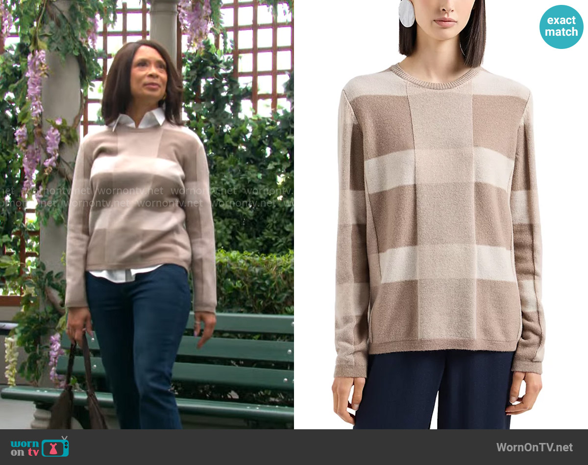 Emporio Armani Checkered Sweater worn by Amy Lewis (Valarie Pettiford) on The Young and the Restless