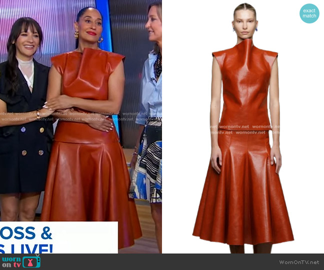 Entire Studios Leather Structured Tank in Copper worn by Tracee Ellis Ross on Good Morning America