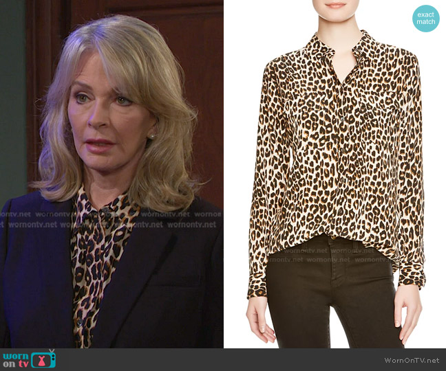 Equipment Slim Signature Leopard-Printed Silk Shirt worn by Marlena Evans (Deidre Hall) on Days of our Lives