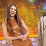 Erica Wark’s brown leather utility top and skirt on Sherri