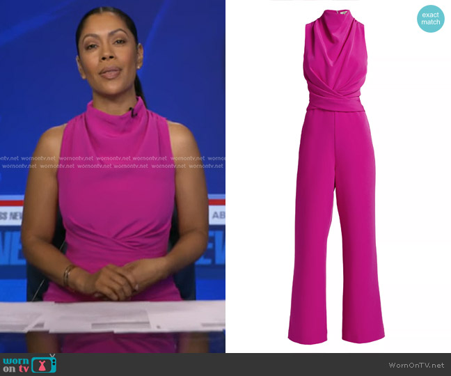 Et Ochs Sienna Draped Jumpsuit in Fuschia worn by Shirleen Allicot on Good Morning America