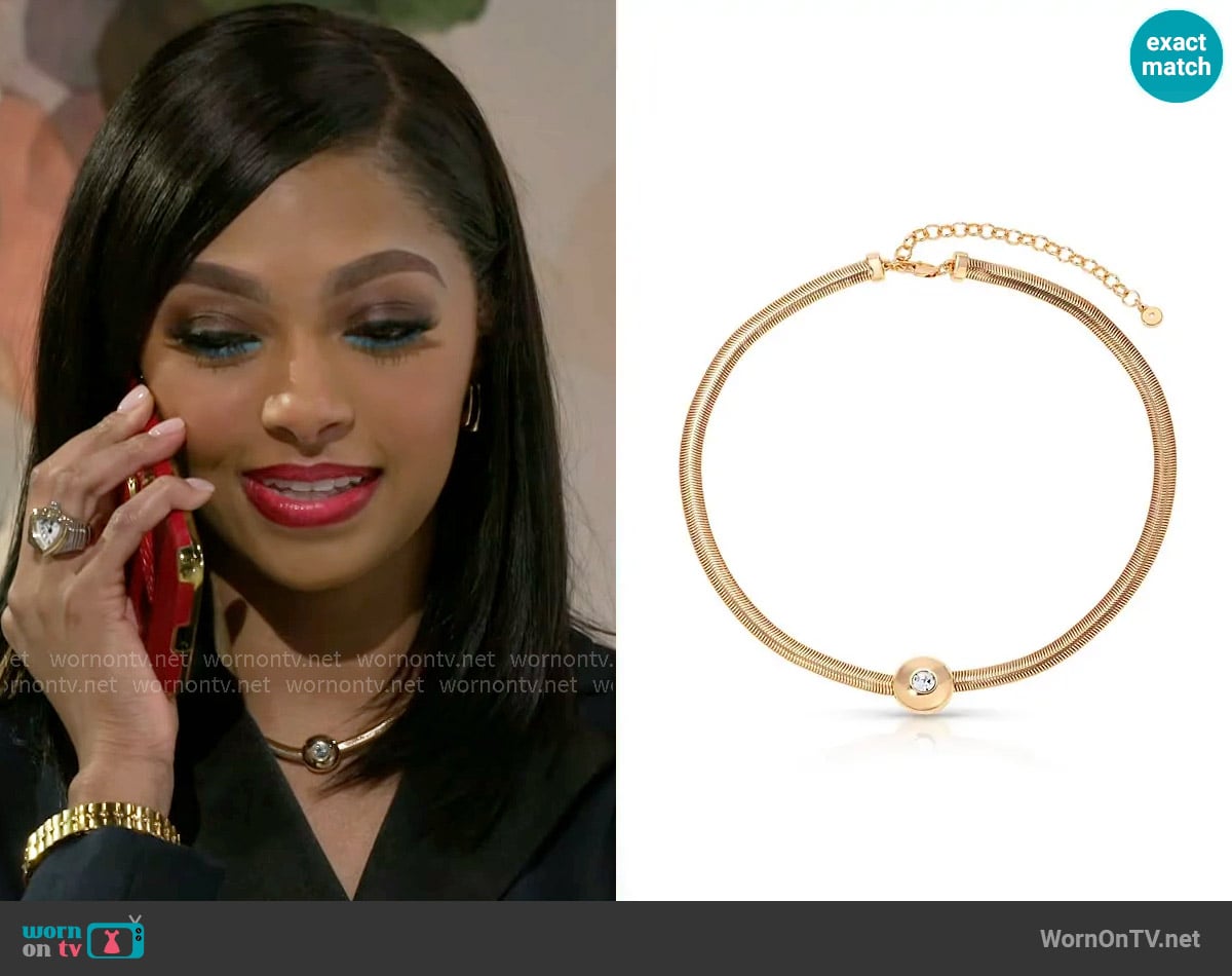 Ettika Emerald City 18K Gold Plate Necklace worn by Kat Richardson (Colby Muhammad) on Beyond the Gates