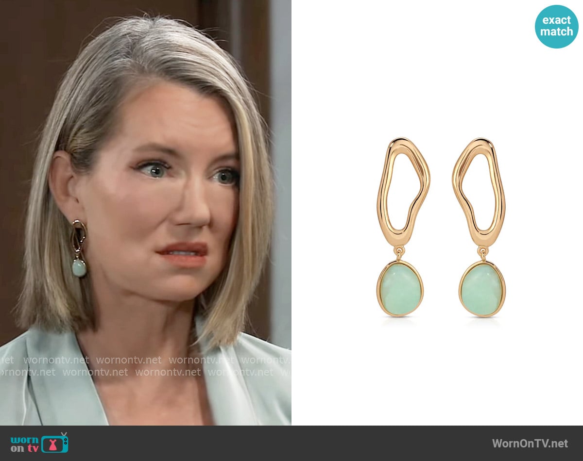 Ettika Organic Wave Semiprecious Stone Earrings worn by Nina Reeves (Cynthia Watros) on General Hospital