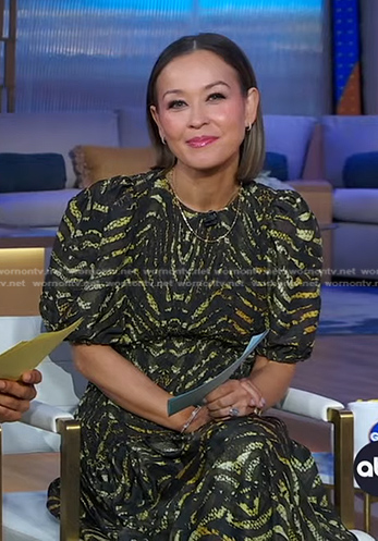 Eva’s animal print puff sleeve dress on Good Morning America