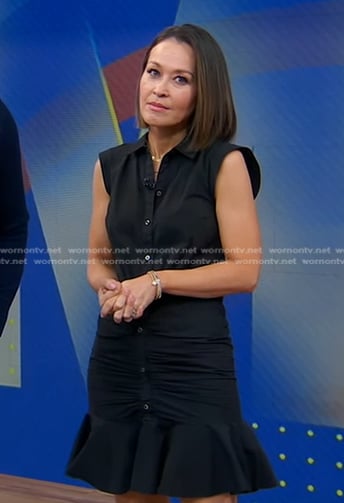 Eva’s black rached mini shirtdress on Good Morning America