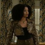 Eva’s cropped snakeskin jacket on Beyond the Gates
