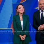 Eva’s green blazer and side stripe pants on Good Morning America