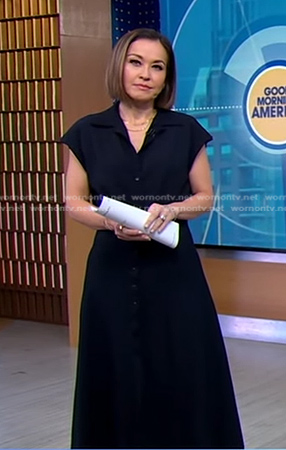 Eva’s navy short sleeve shirtdress on Good Morning America