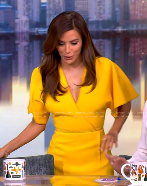 Eva’s yellow v-neck dress on The View