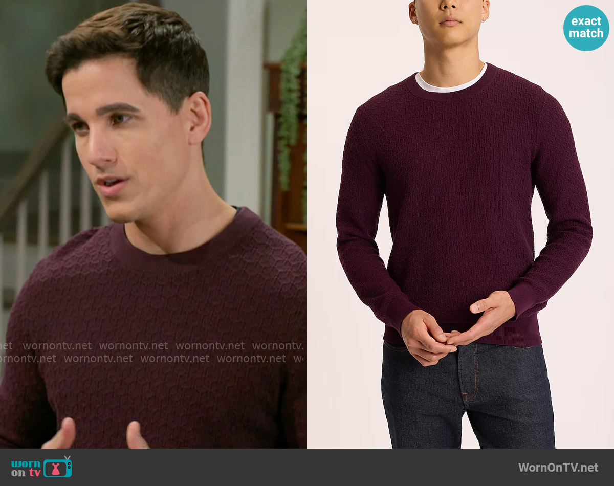 Express Textured Crew Neck Perfect Pima Cotton Sweater worn by Bradley 'Smitty' Smith (Mike Manning) on Beyond the Gates