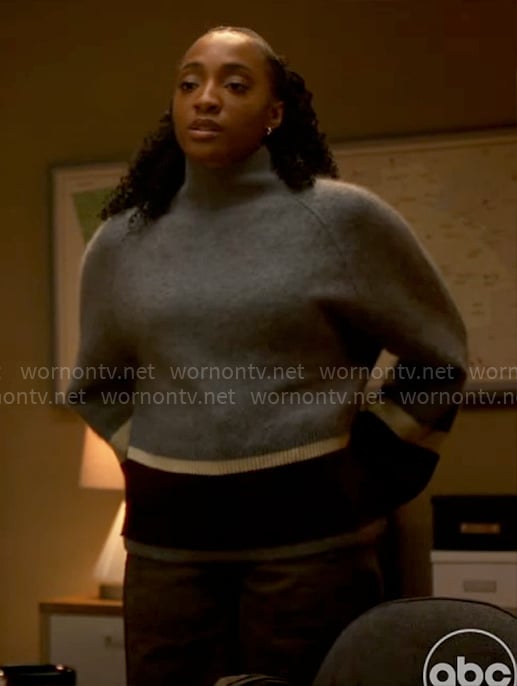 Faith’s colorblock sweater on Will Trent