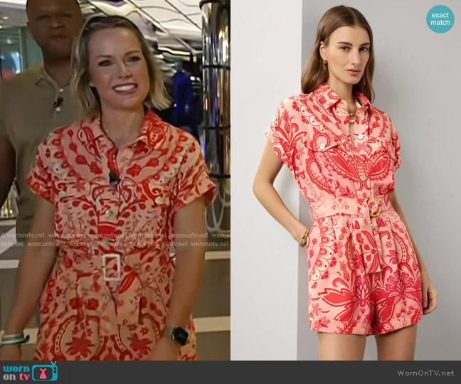 Farm Rio Jaipur Linen Romper in Red worn by Dylan Dreyer on Today