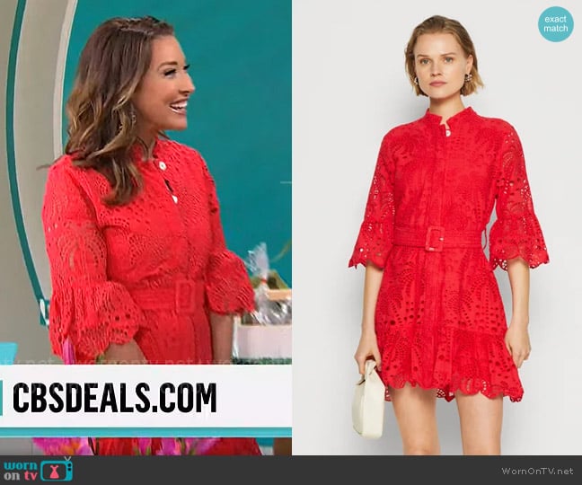 FARM Rio Mini Shirt Dress worn by Courtney Cason on CBS Mornings