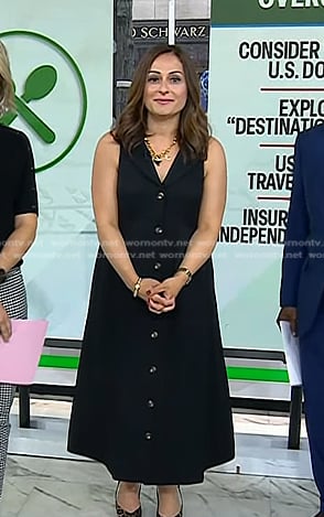 Farnoosh Torabi’s black button front dress on Today