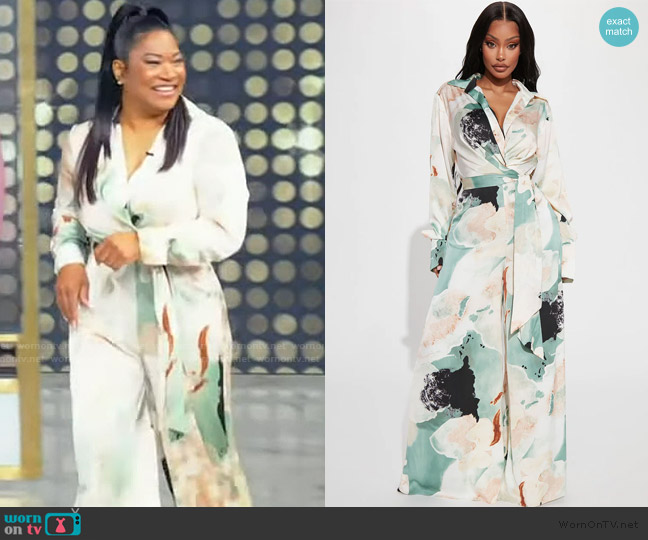Fashion Nova Take Me Away Satin Jumpsuit worn by Lenora Chong on Tamron Hall Show