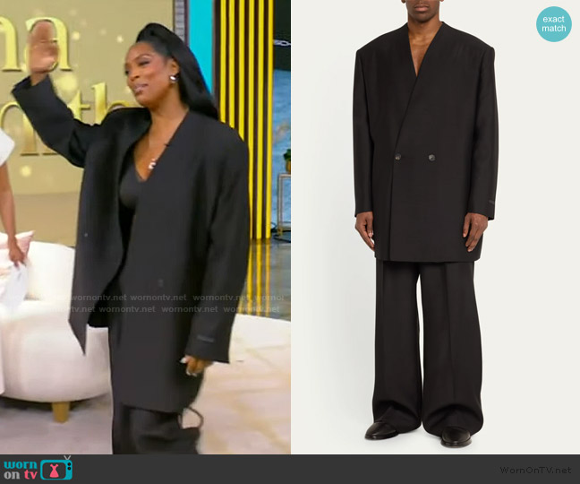 Fear of God Lapelless Oversized Blazer worn by Tasha Smith on Tamron Hall Show