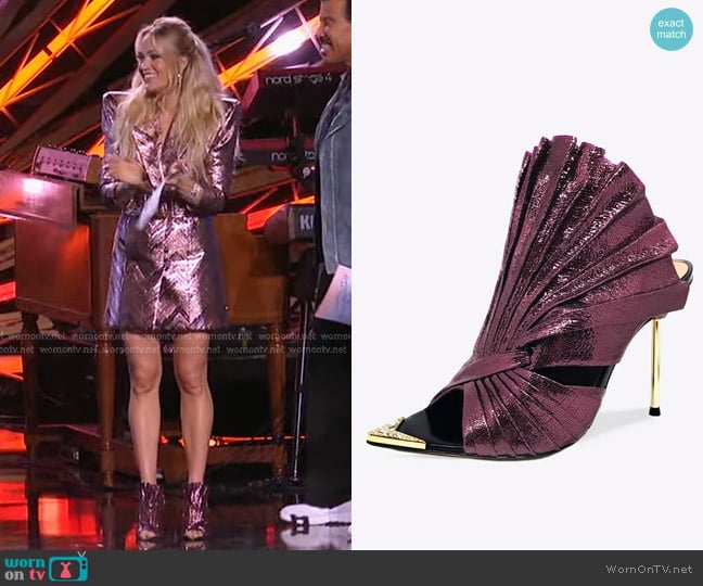 Femmes sans Peur Devon Sandals in Wine worn by Carrie Underwood on American Idol
