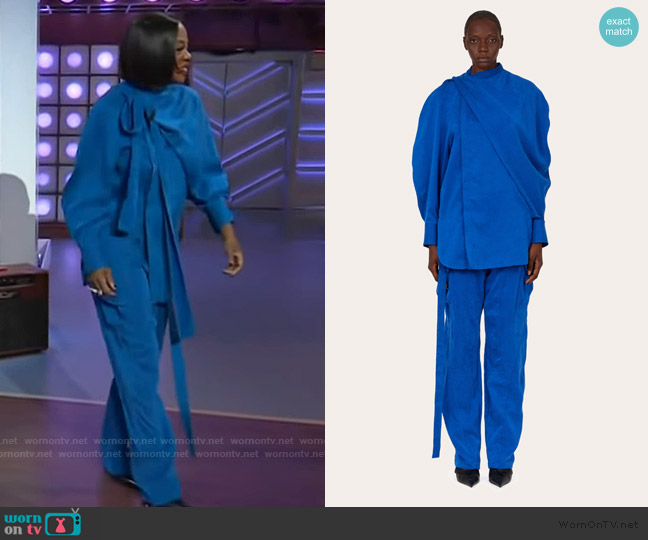 Ferragamo Asymmetric Shirt worn by Viola Davis on The Kelly Clarkson Show