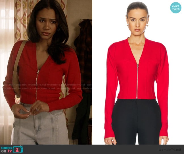 Fleur Du Mal Bustier Cardigan worn by Layla Keating (Greta Onieogou) on All American