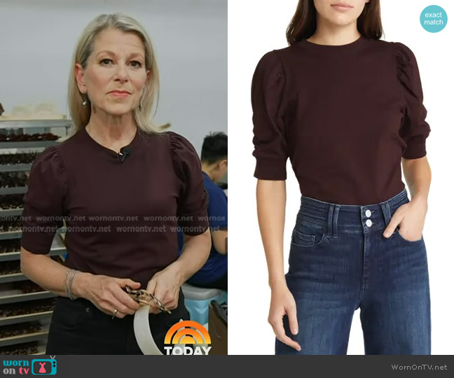 Frame Frankie Top in Burgundy worn by Janis Mackey Frayer on Today